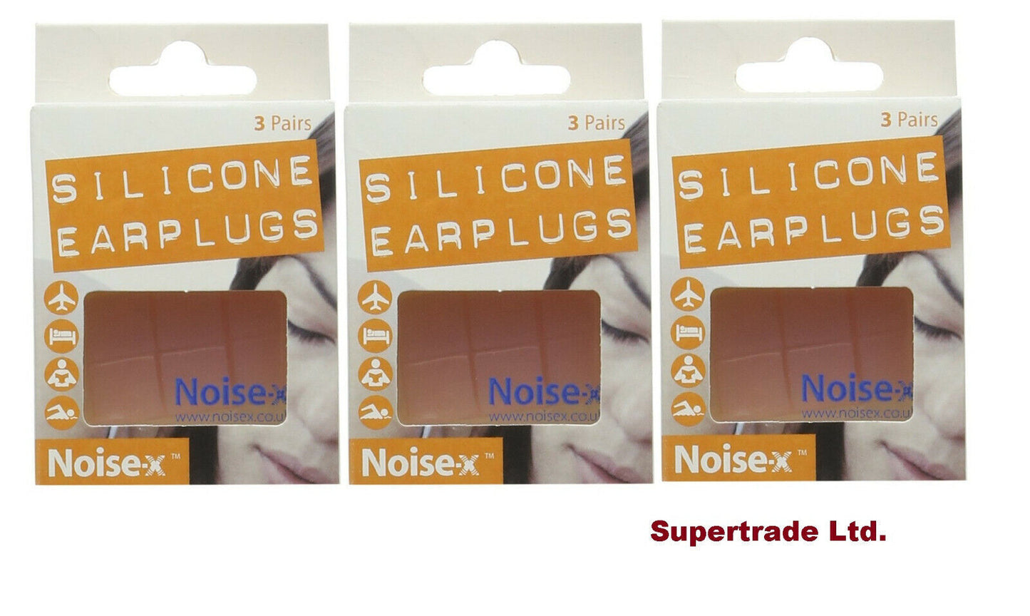 Noise-X Silicone Ear Plugs Multipurpose Noise Reduction Ear Plugs 3 Pairs X 3