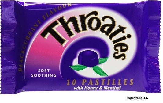 Throaties Blackcurrant Pastilles With Honey & Menthol For Soft Throaty Soothe