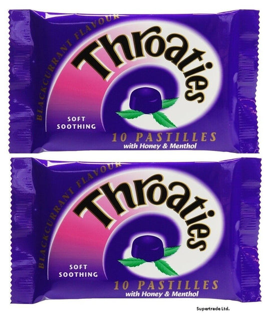 Throaties Blackcurrant Pastilles With Honey & Menthol For Throaty Soothe X 2