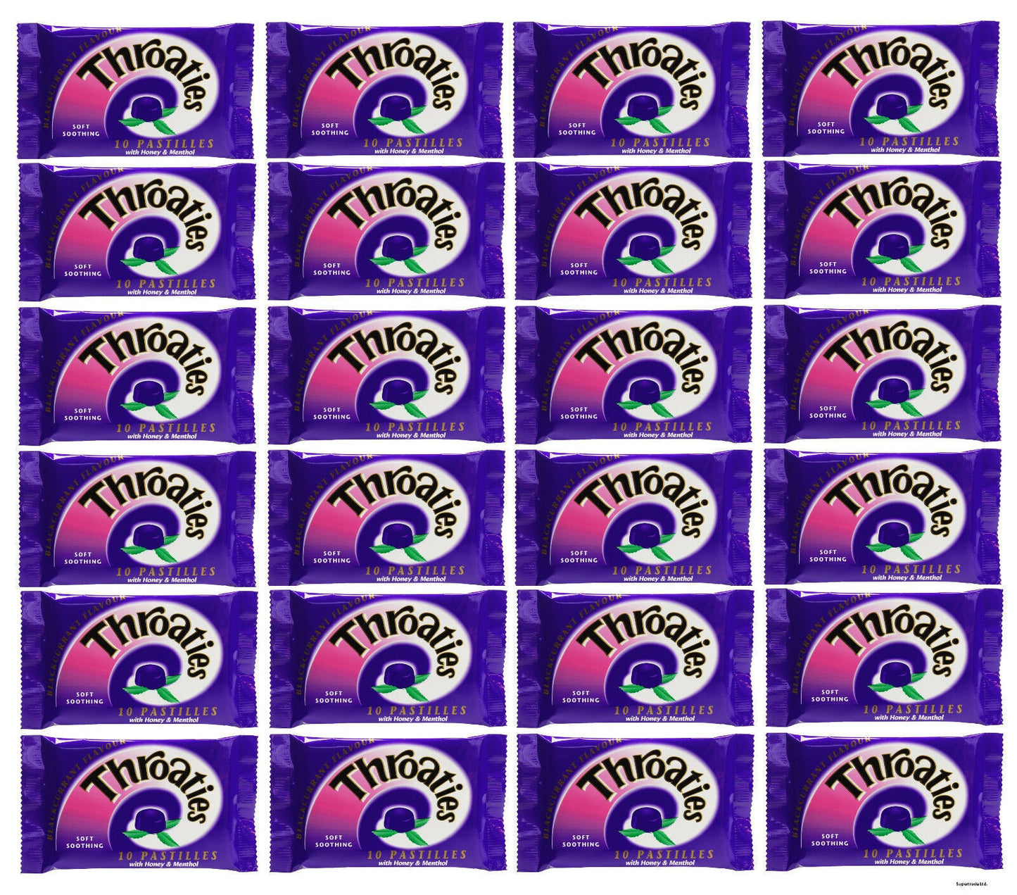 Throaties Blackcurrant Pastilles With Honey & Menthol For Throaty Soothe X 24