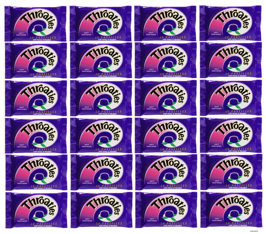 Throaties Blackcurrant Pastilles With Honey & Menthol For Throaty Soothe X 24