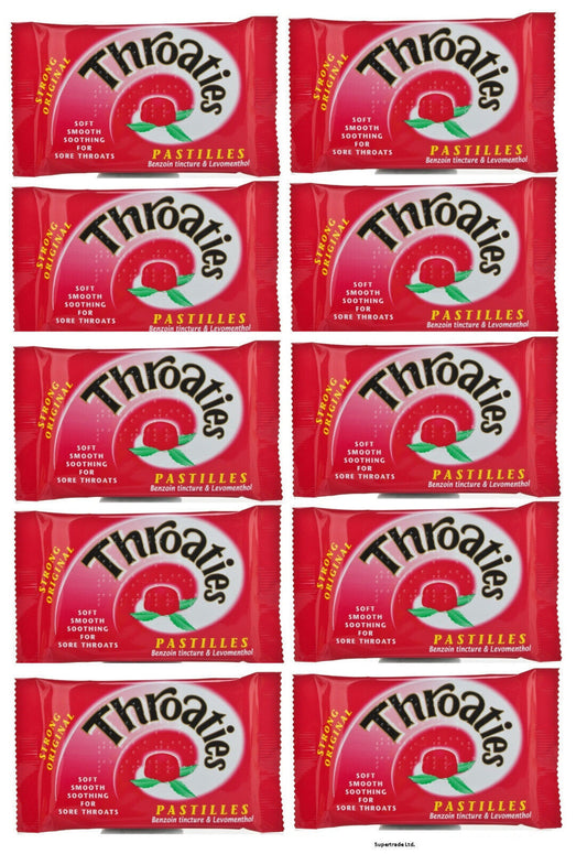 Throaties Strong Original Pastilles With Honey & Menthol To Ease Sore Throat X10