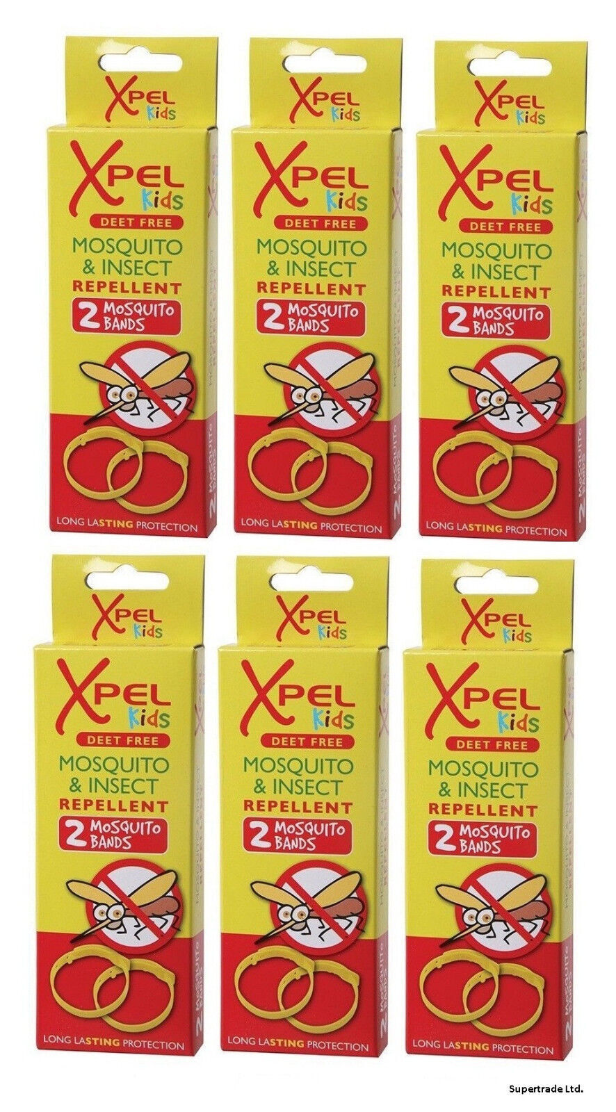 XPEL Kids Mosquito & Insect Bug Repellent Wrist Bands Protection Bracelet X 6