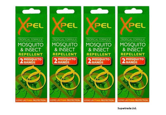 Adult Xpel Tropical Formula Mosquito & Insect Repellent Bands (DEET FREE) X 4