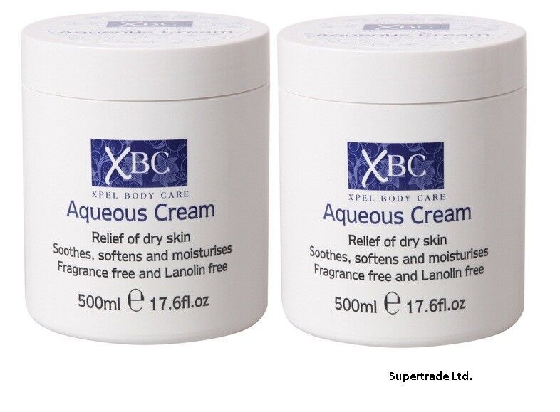 XBC Aqueous Cream Fragrance & Lanolin Free Relief Dry Skin Moisturiser 500ml X 2