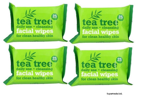 Tea Tree Daily Use Face Cleansing Facial Make Up Impurities Removal 25 Wipes x 4