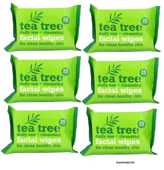 Tea Tree Daily Use Face Cleansing Facial Make Up Impurities Removal 25 Wipes x 6