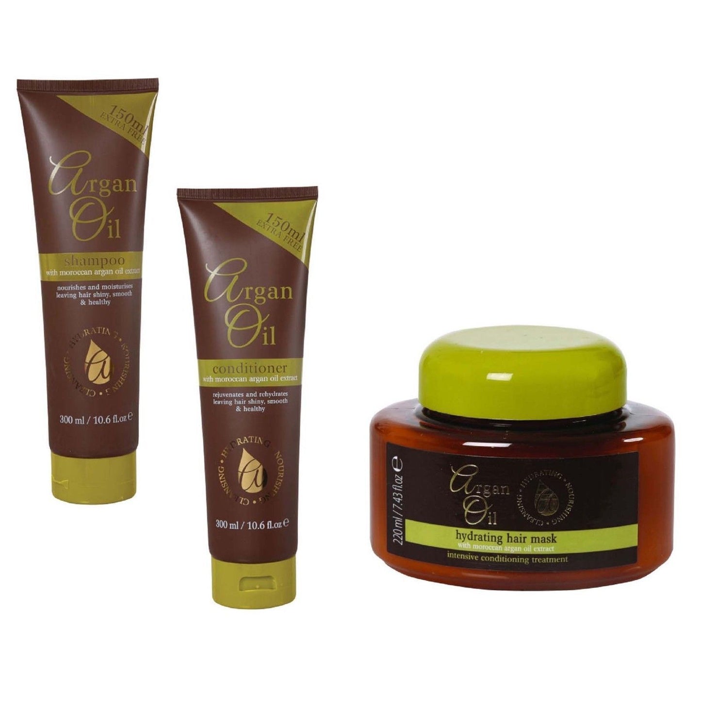 Moraccon Argan Oil Shampoo 300ml Conditioner 300ml Hydrating Hair Mask 220ml