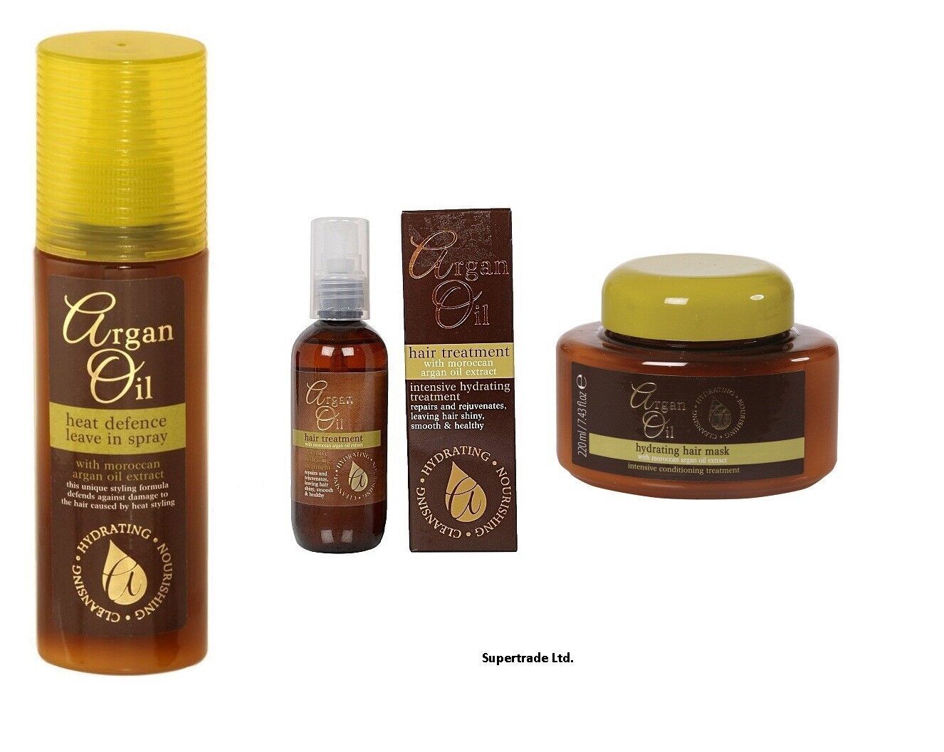 Argan Oil Hydrating Heat Defence Leave Spray 150 Hair Treatment 100 & Mask 220