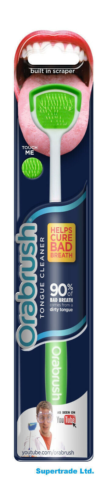 Dentek Orabrush Tongue Cleaner Scraper Soft Bristle Helps Cure Bad Breath