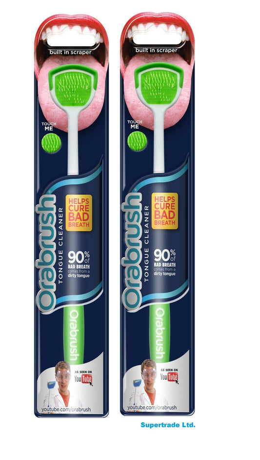 Dentek Orabrush Tongue Cleaner Scraper Soft Bristle Helps Cure Bad Breath X 2