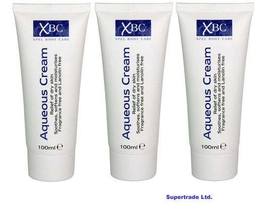 XBC Aqueous Cream Relief Of Dry Skin Soothes Softens Moisturises Cream 100ml X 3