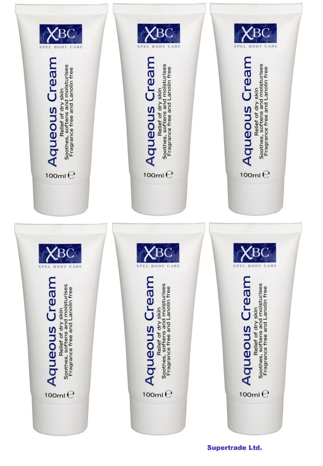 XBC Aqueous Cream Relief Of Dry Skin Soothes Softens Moisturises Cream 100ml X 6