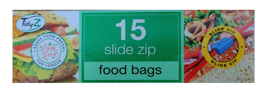 Tidyz 15 Slide Zip Resealable / Reusable Food Sandwich Freezer Storage Bags X 3