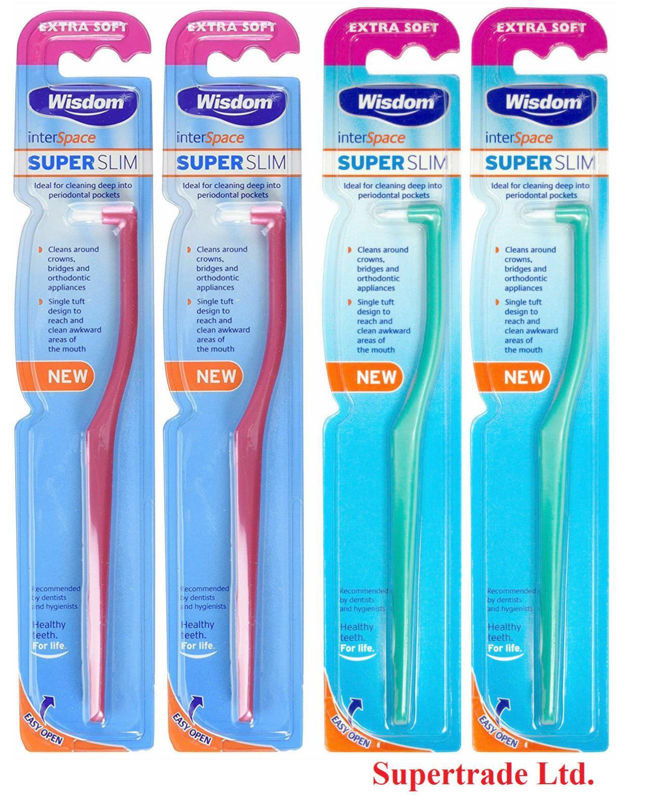 Wisdom Interspace Super Slim Tooth Brush Extra Soft Toothbrush Green / Red X 4