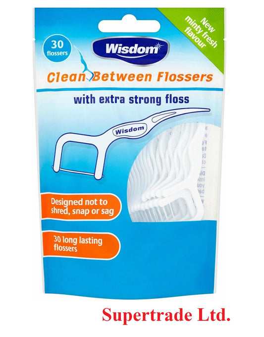 Wisdom Clean Between Flosser With Extra Strong Floss Minty Flavour - 30 Flossers