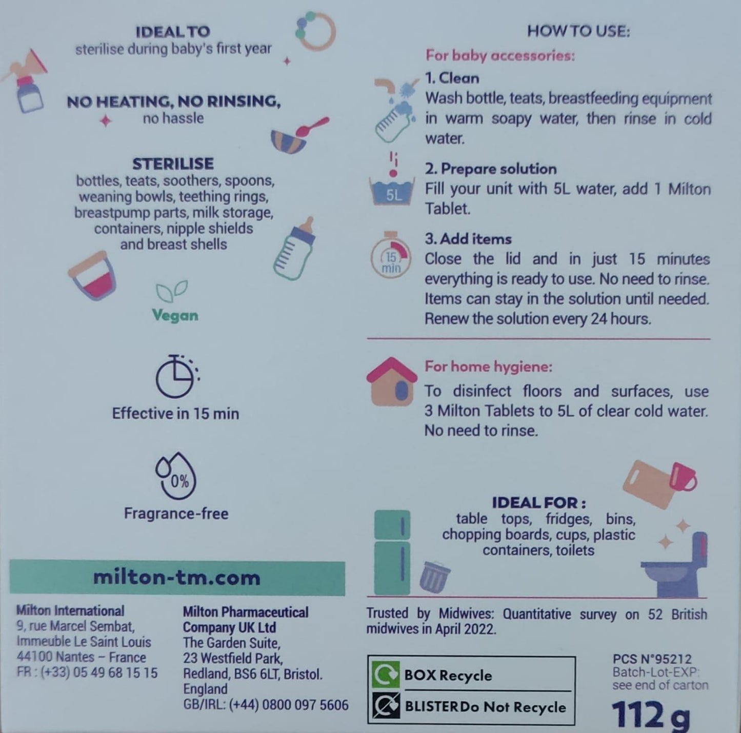 Milton Sterilising Tablet Baby & Home Hygiene Kills Germs - 28 Tablets X 2