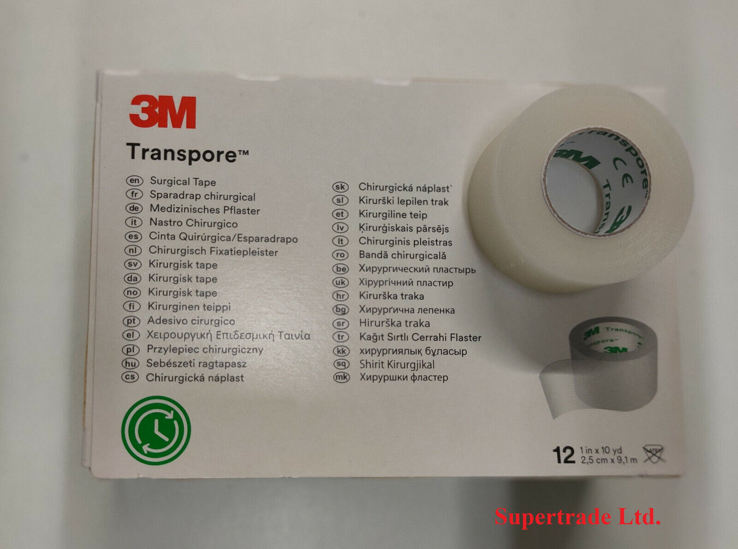 3M Transpore Medical Surgical Tape Plastic 2.5 cm X 9.1 m Waterproof - 3 Rolls