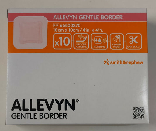 Allevyn Gentle Border Silicon Adhesive 10cm X 10cm 66800270 - 10 Dressings