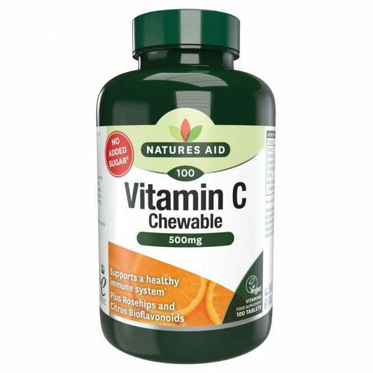 Natures Aid Vitamin C 500mg Chewable Support Healthy Immune System - 100 Tablets