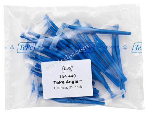 TePe Angle Blue 0.6mm Interdental Brush - Pack of 25 Brushes