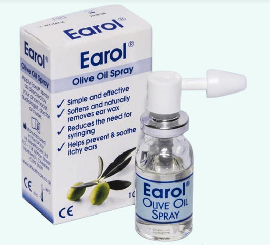 Earol Ear Wax Remover Olive Oil Spray Softens & Removes Ear Wax - 10ml X 2