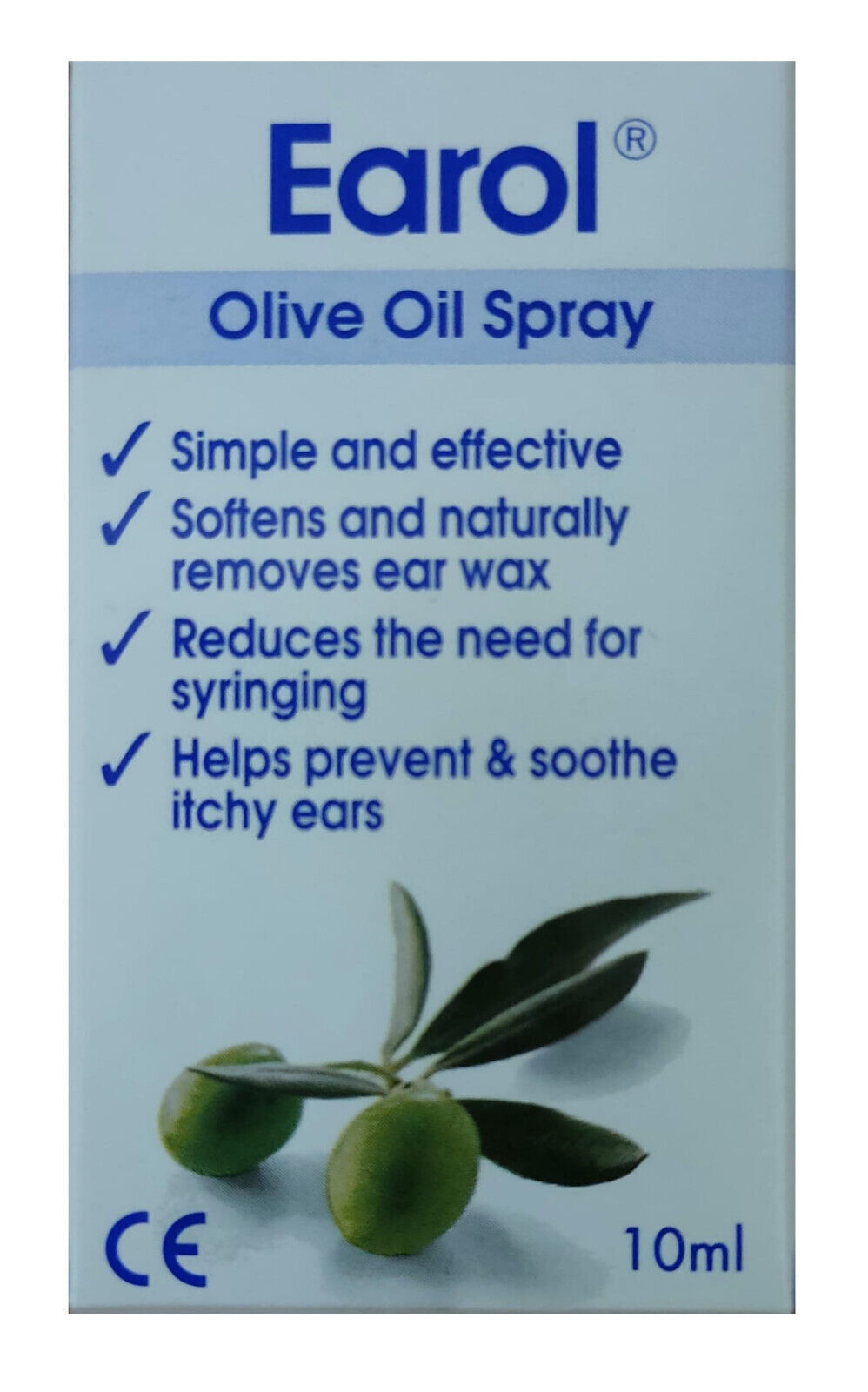 Earol Ear Wax Remover Olive Oil Spray Softens & Removes Ear Wax - 10ml X 2