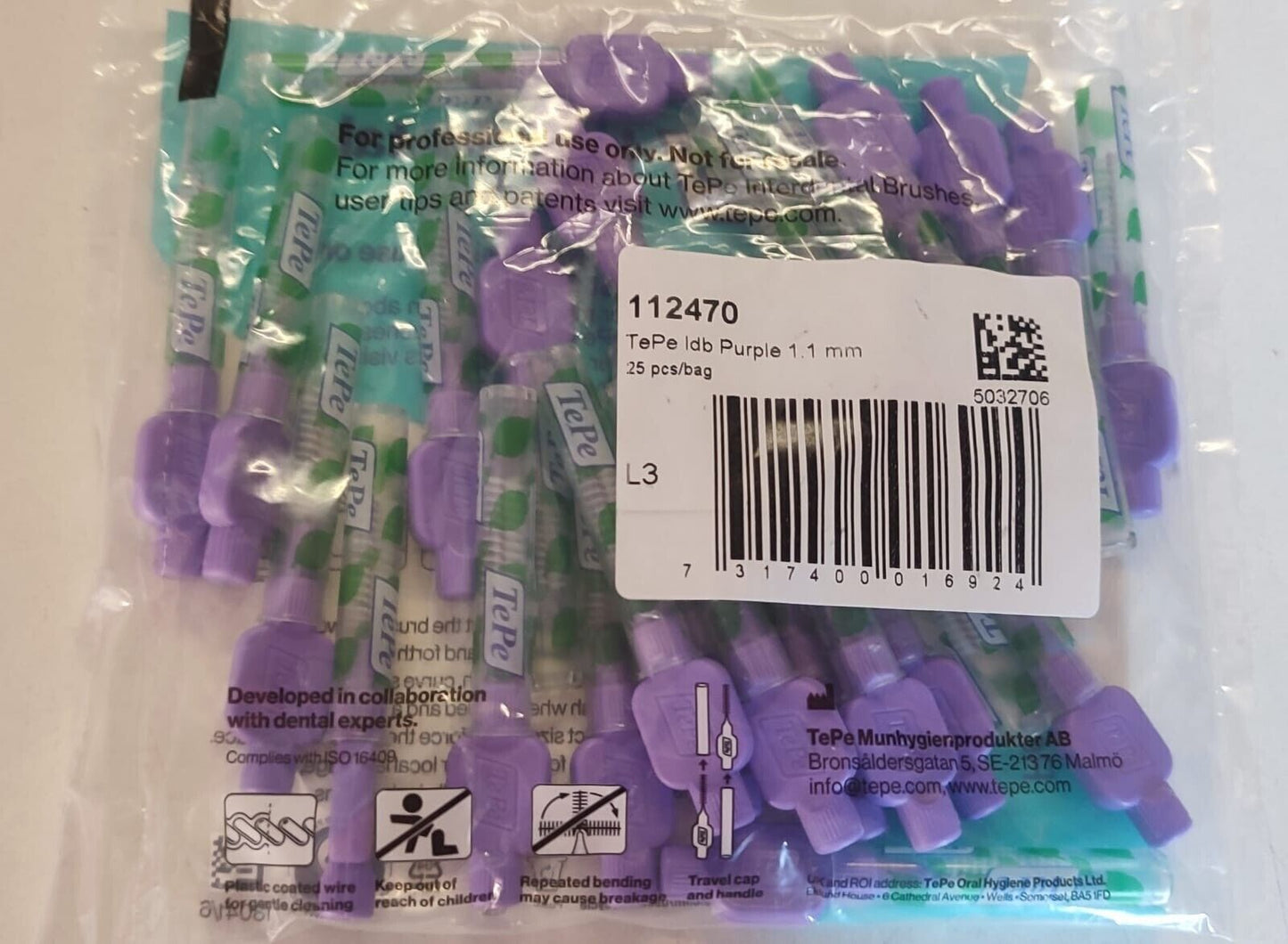 TEPE Original Interdental brush Purple Colours | Pack of 25 Brushes