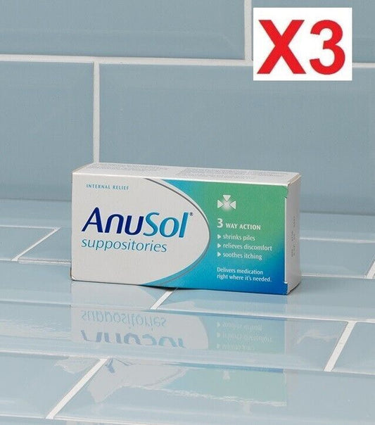 Anusol Suppositories TreatmentHaemorrhoids ShrinksPiles 3 Way Action-24 Pack X 3