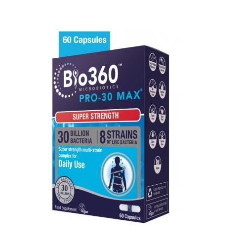 Bio360 Pro-30 MAX 30 Billion Bacteria|from Natures Aid | 60 Capsules