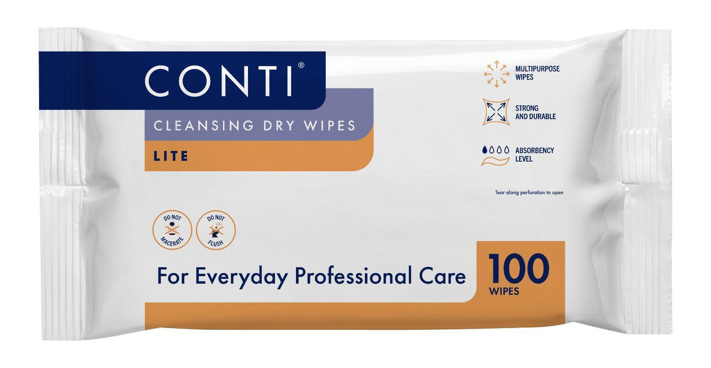 Conti Lite Large Patient Vernacare Dry Wipes - 30 x 28 cm - 100 Wipes X 32