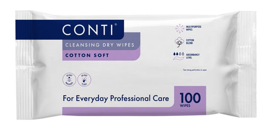 1 x Conti So Soft Cotton Large Patient Wipes - 30 x 28 cm - 1 Packs of 100