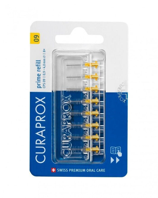 Curaprox CPS 09 Prime Refill  Yellow  Interdental Brushes, 8-Piece Refill X 1