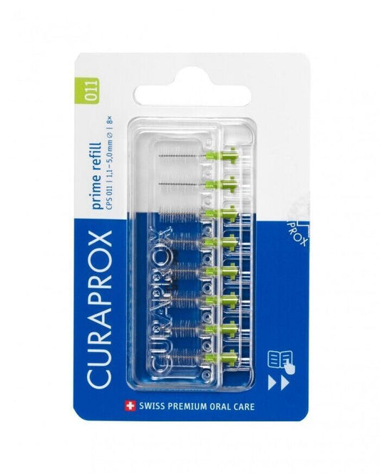Curaprox CPS 011 Prime Refill Interdental Brushes, 8-Piece Refill Pack Green X 1