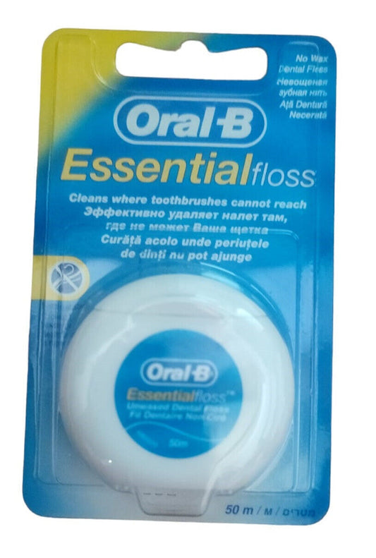 Oral B Oral-B Essentialfloss Essential Dental Floss Original Unwaxed - 50m X 2