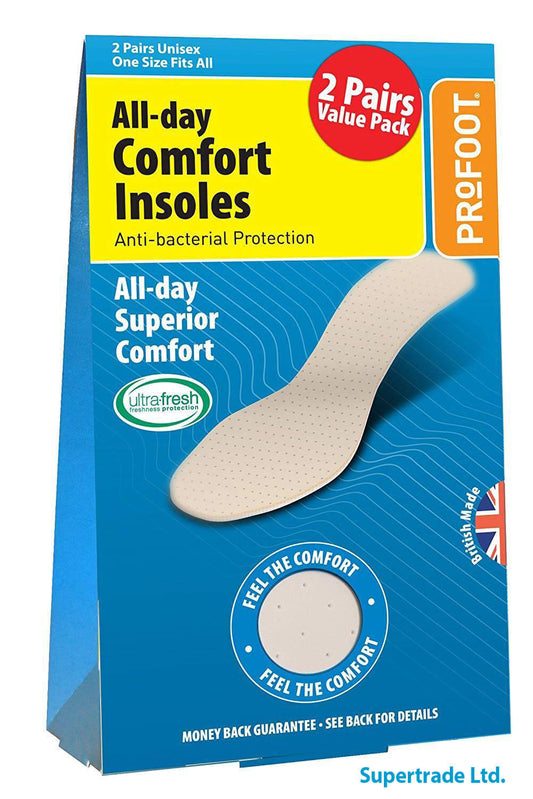 Profoot All Day Comfort Anti Bacterial Washable Breathable Unisex Shoes Insoles