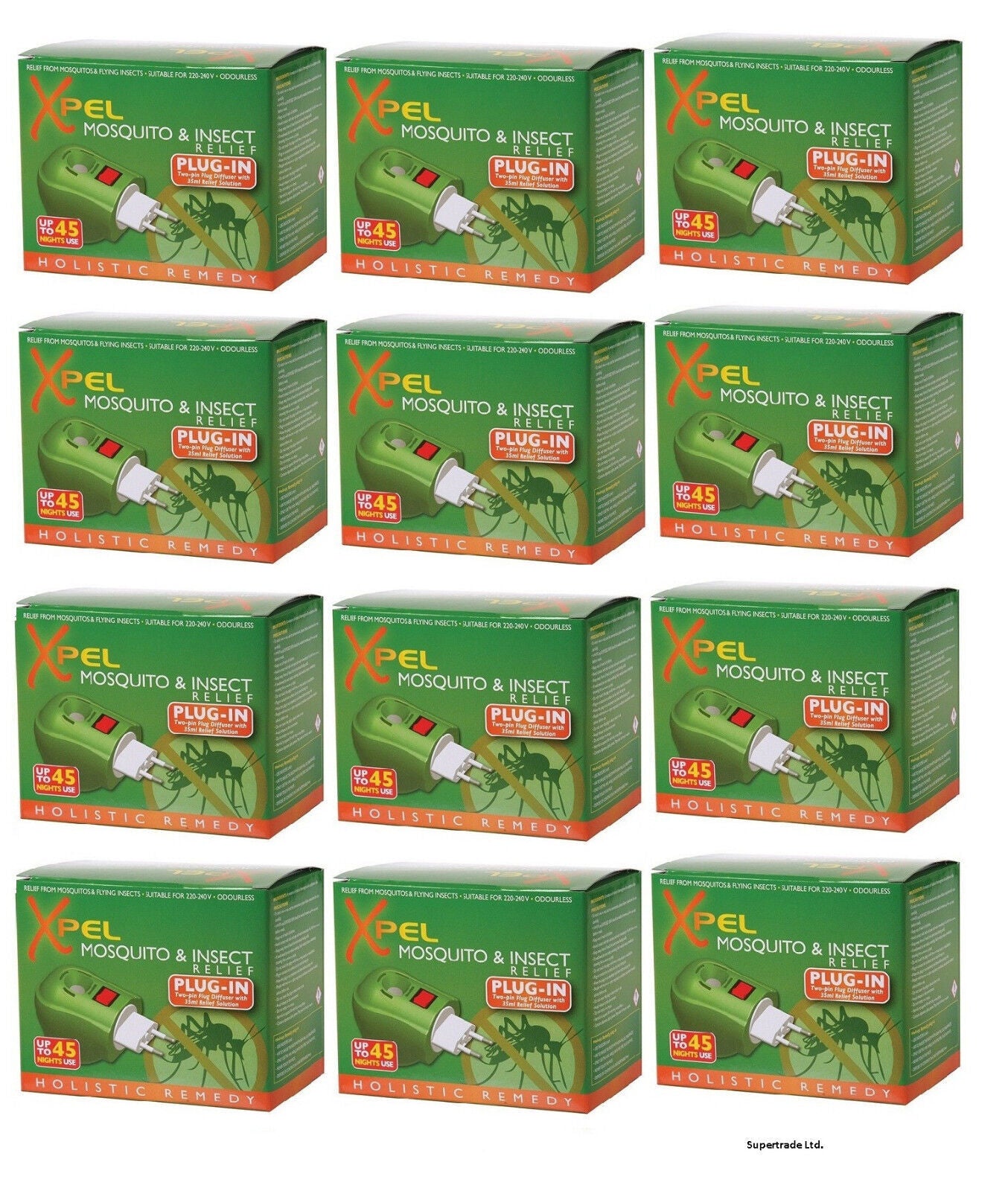 Xpel Mosquito & Insect Repellent 2pin Plug-In Diffuser Relief Solution 35ml X 12