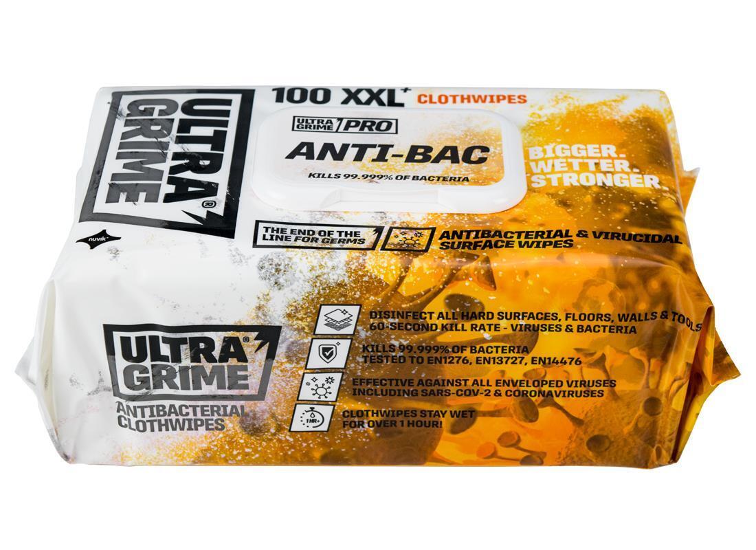 UltraGrime PRO XXL+ Anti-Bac Clothwipes 100pack X 1