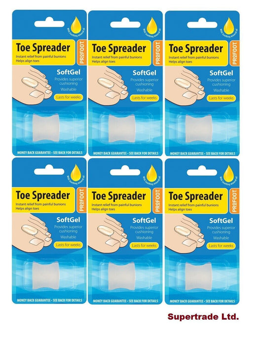 Profoot Soft Gel Toe Spreader Align Toes & Bunion Pain Soften Prevent Corns X 6
