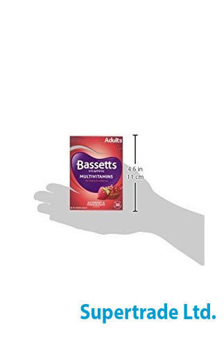 Bassetts Raspberry & Pomegranate Adults Multivitamins Vtamin - 30 Chewies X 3