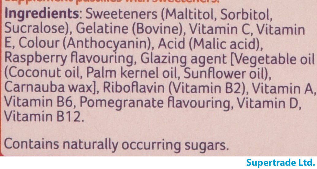 Bassetts Raspberry & Pomegranate Adults Multivitamins Vtamin - 30 Chewies X 3