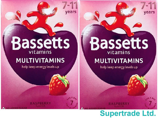 Bassetts Vitamins Multivitamins Raspberry Flavour 7-11 Years - 30 Chewis X 2
