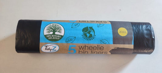Tidyz 5 Wheelie Bin Liners 300L Refuse Black Dustbin Rubbish Waste Bags