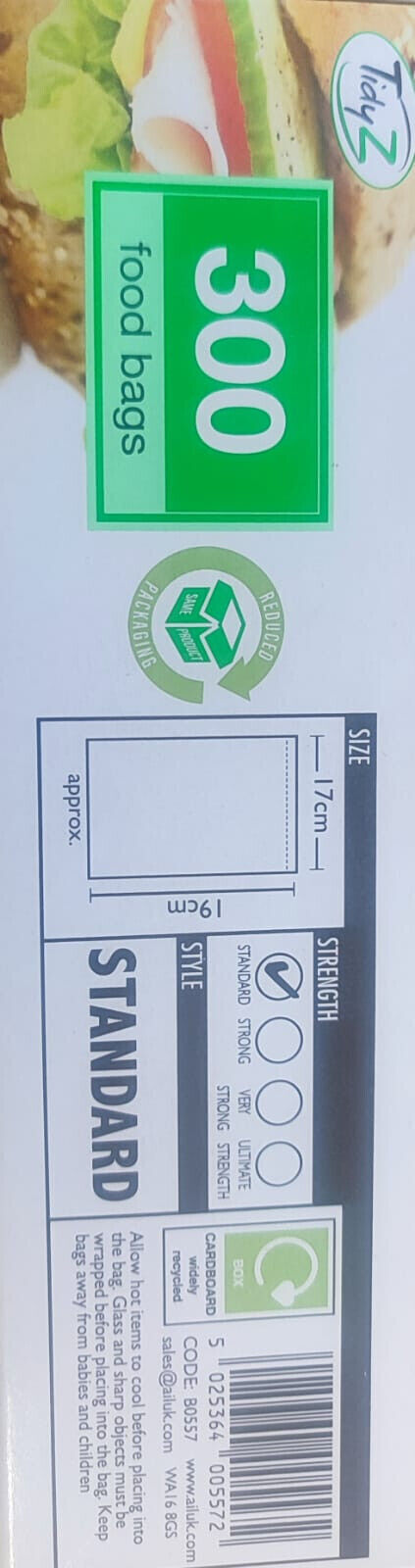 Tidyz Food & Freezer Bags Standard Extra Value Roll Of 300 X 3