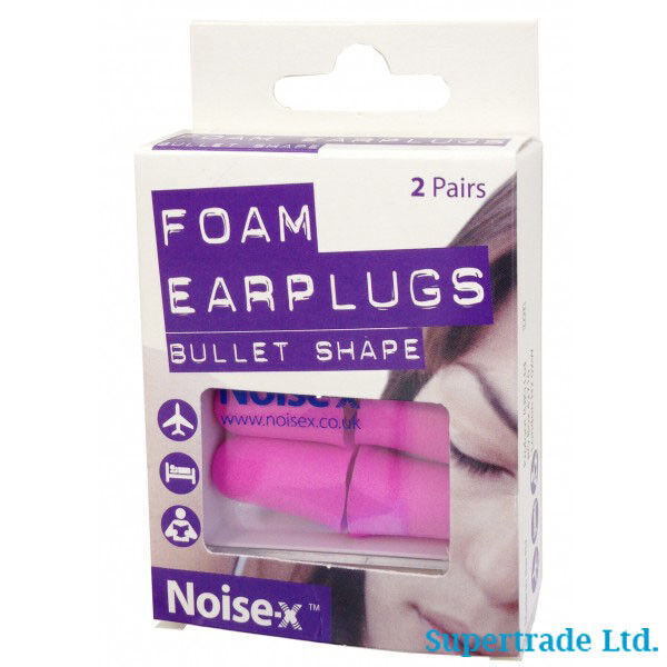Noise-X Foam Bullet Shape Ear Plugs for Noise Reducer Travel Study Sleep 2 Pairs