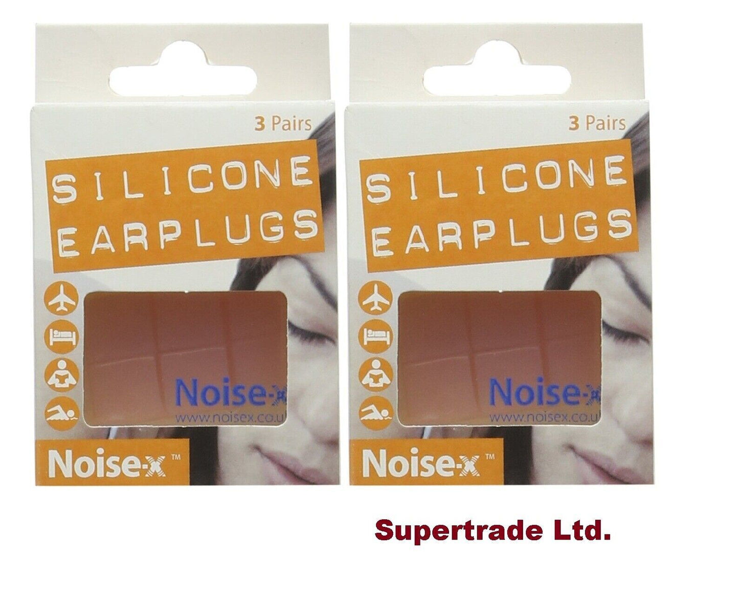 Noise-X Silicone Ear Plugs Multipurpose Noise Reduction Ear Plugs 3 Pairs X 2