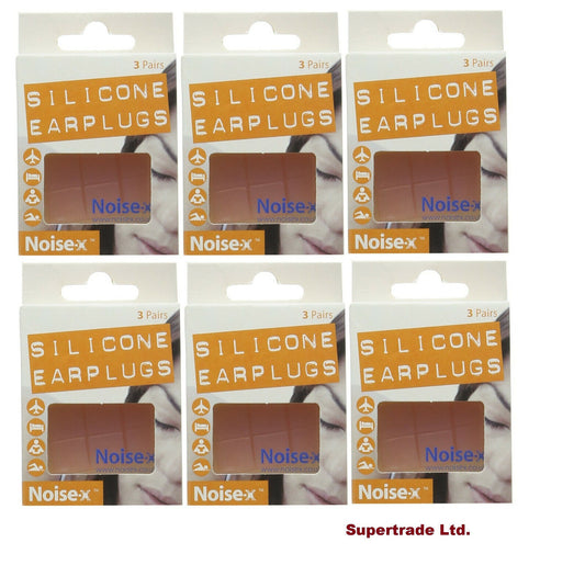 Noise-X Silicone Ear Plugs Multipurpose Noise Reduction Ear Plugs 3 Pairs X 6