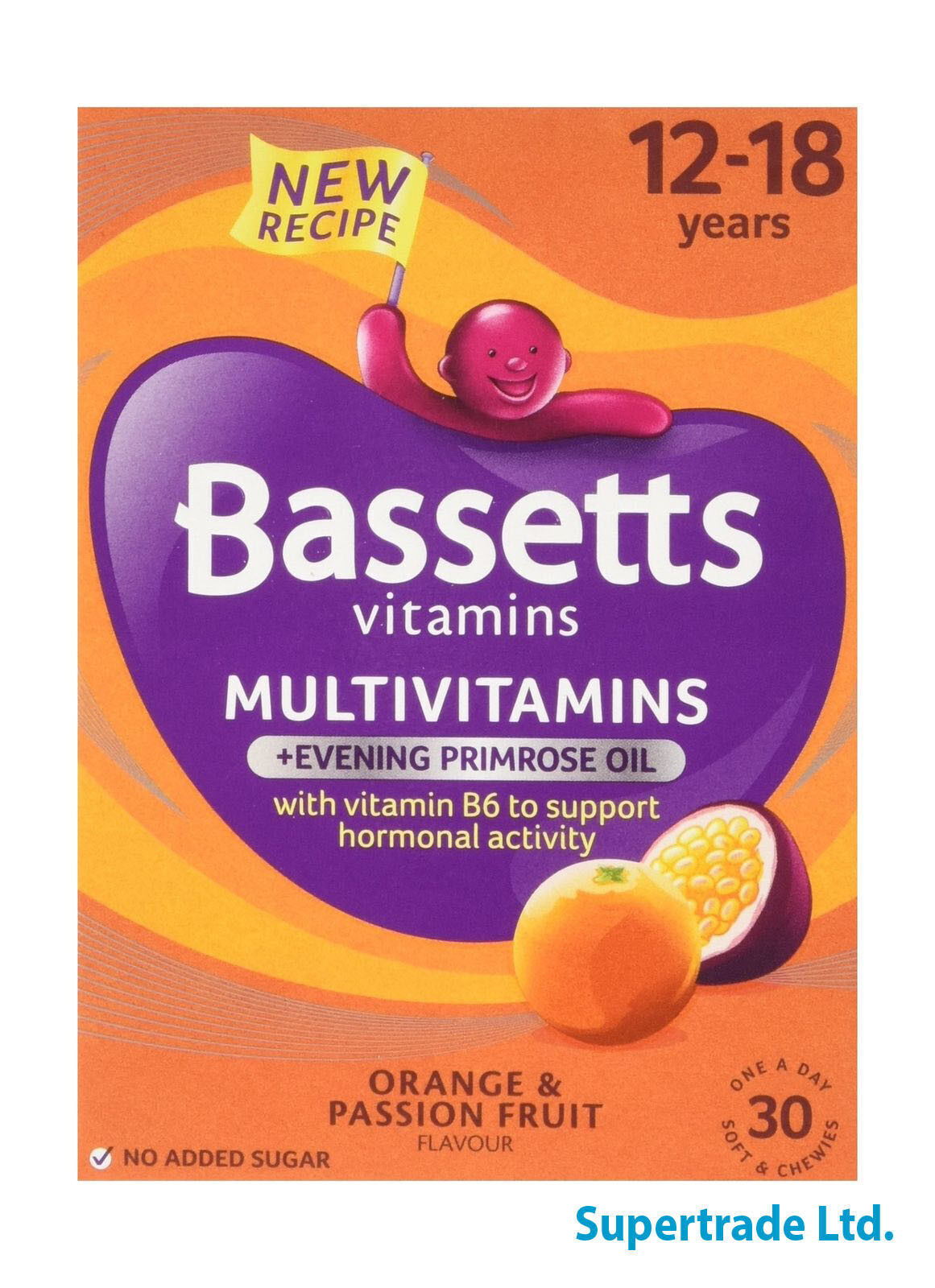 Bassetts 12-18 Multi Vitamin Plus Evening Primrose Oil 30 Orange & Passion X 5