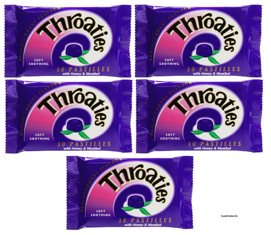 Throaties Blackcurrant Pastilles With Honey & Menthol For Throaty Soothe X 5