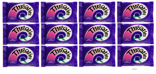 Throaties Blackcurrant Pastilles With Honey & Menthol For Throaty Soothe X 12